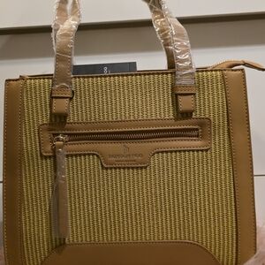 London Fog Tan and Brown Tote Bag
